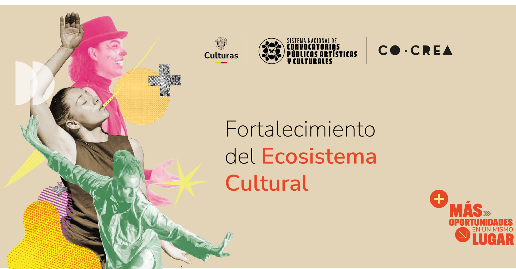 Fortalecimiento del Ecosistema Cultural es un Proyecto de Interés Común desarrollado en alianza entre el Ministerio de las Culturas, las Artes y los Saberes y COCREA que promueve la movilidad, internacionalización y sostenibilidad del ecosistema cultural colombiano. Conoce más aquí.