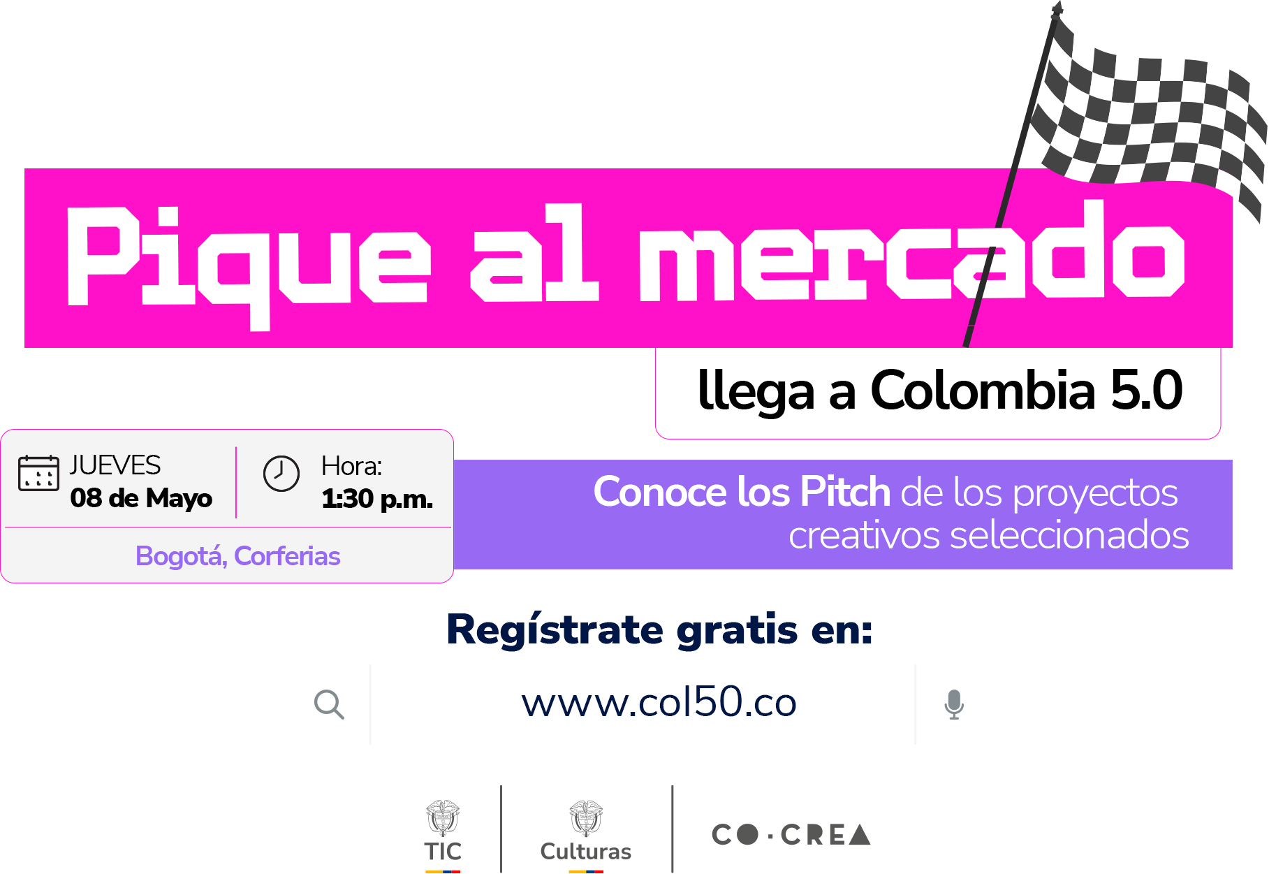Pirque al mercado llega a Colombia 5.0. Conocle los Pitch de los proyectos creativos.