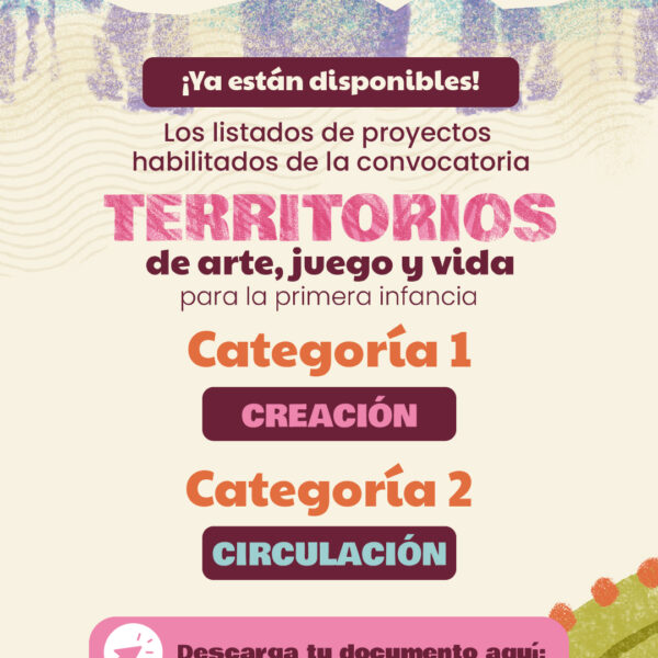 Publicados los resultados de habilitación de proyectos de Territorios de arte, juego y vida  