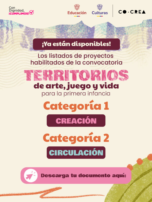 Publicados los resultados de habilitación de proyectos de Territorios de arte, juego y vida  