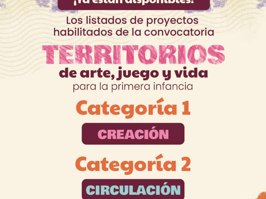 Publicados los resultados de habilitación de proyectos de Territorios de arte, juego y vida  